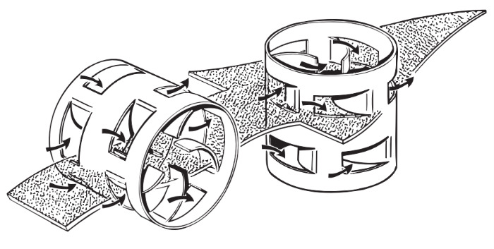 Внешний вид и принцип работы PALL-колец. Один сепаратор в зависимости от модели может содержать от 115 до 4 000 таких колец.